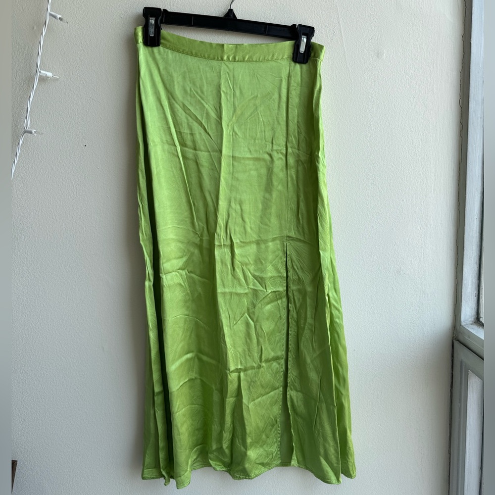 H&M Green Maxi Satin Skirt